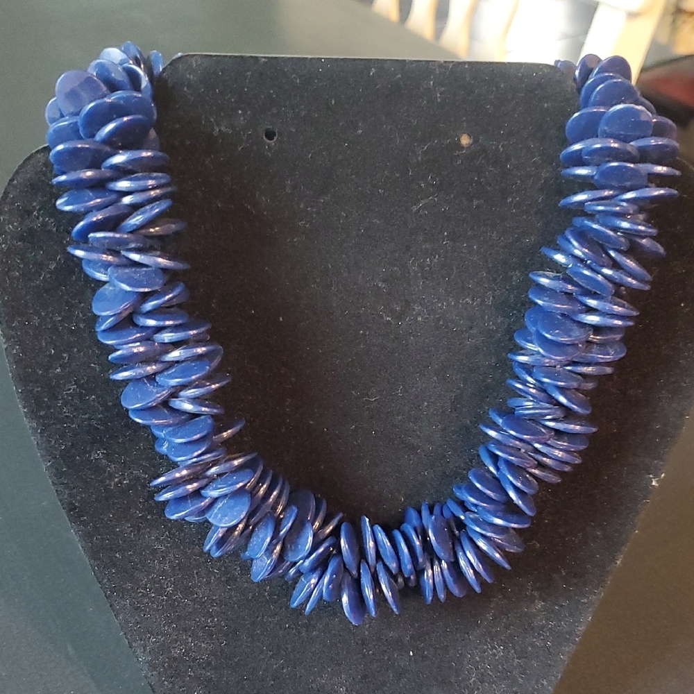Vintage Blue Beaded Necklace